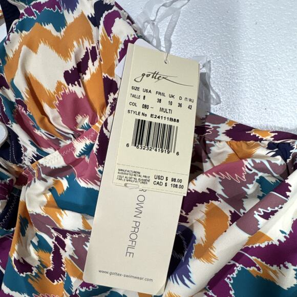 GOTTEX PROFILE Tankini Top Size 8 Echo Halter Neck Multicolor Ruffled Hem Beach - Picture 8 of 9